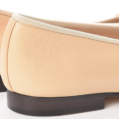 Chanel Lambskin Cap Toe Ballerina Flats 38 Beige Black 9 of 10