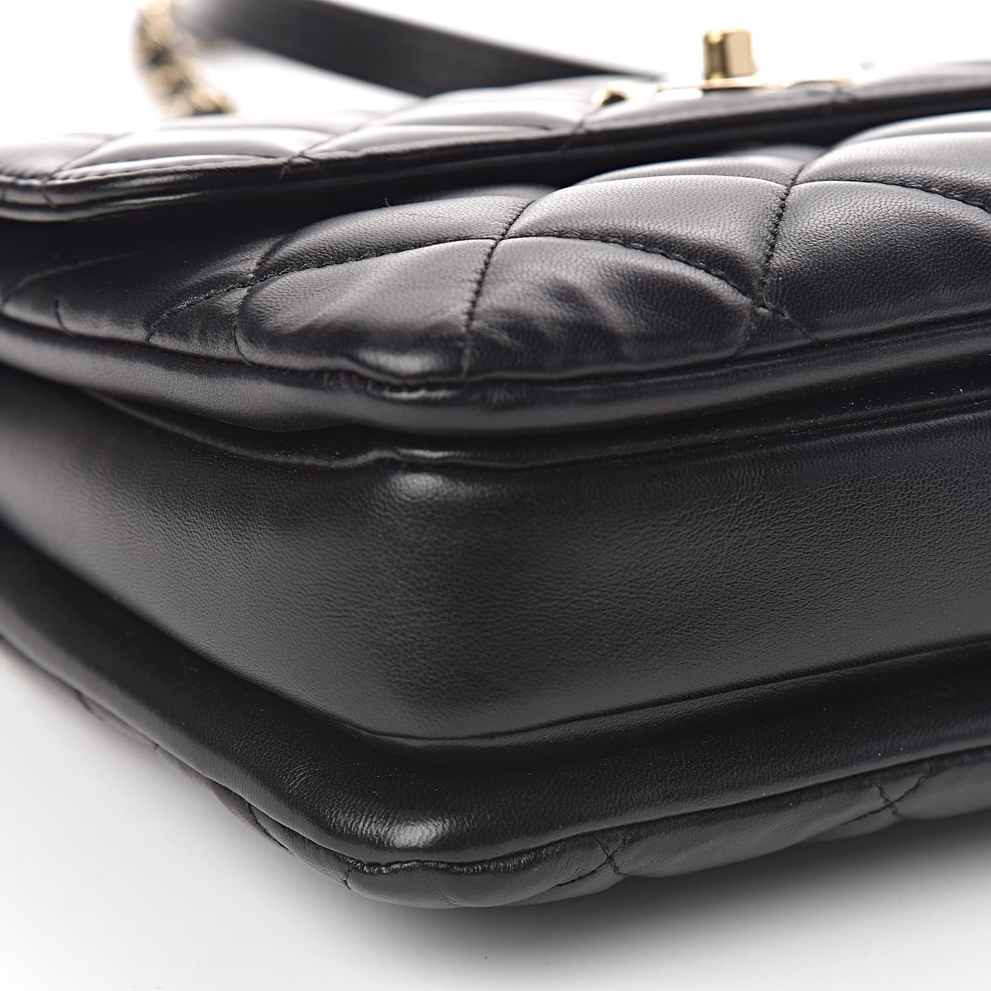 Lambskin Quilted Small Trendy CC Dual Handle Flap Bag Black