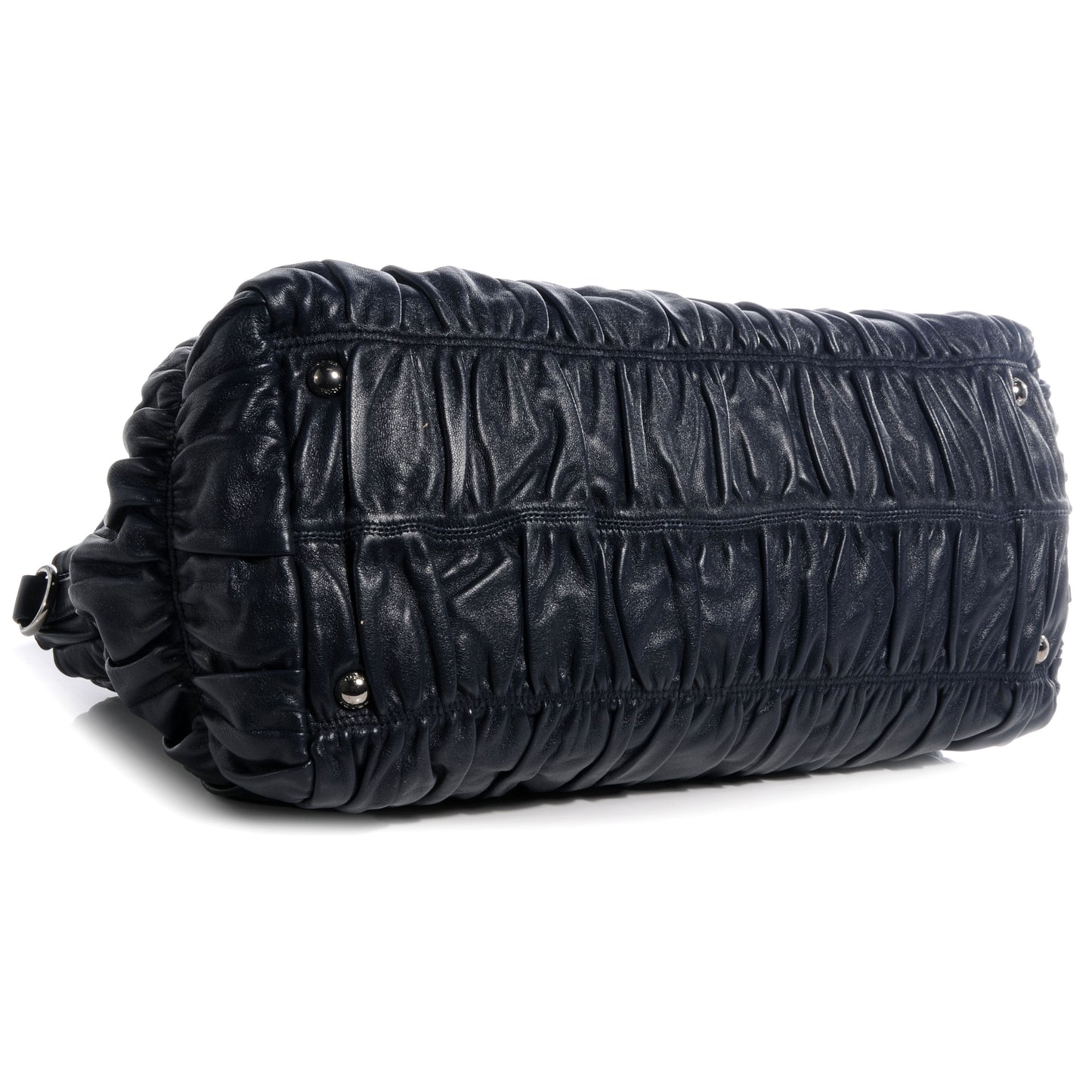 Nappa Leather Double Zip Gaufre Tote BL0743 Navy