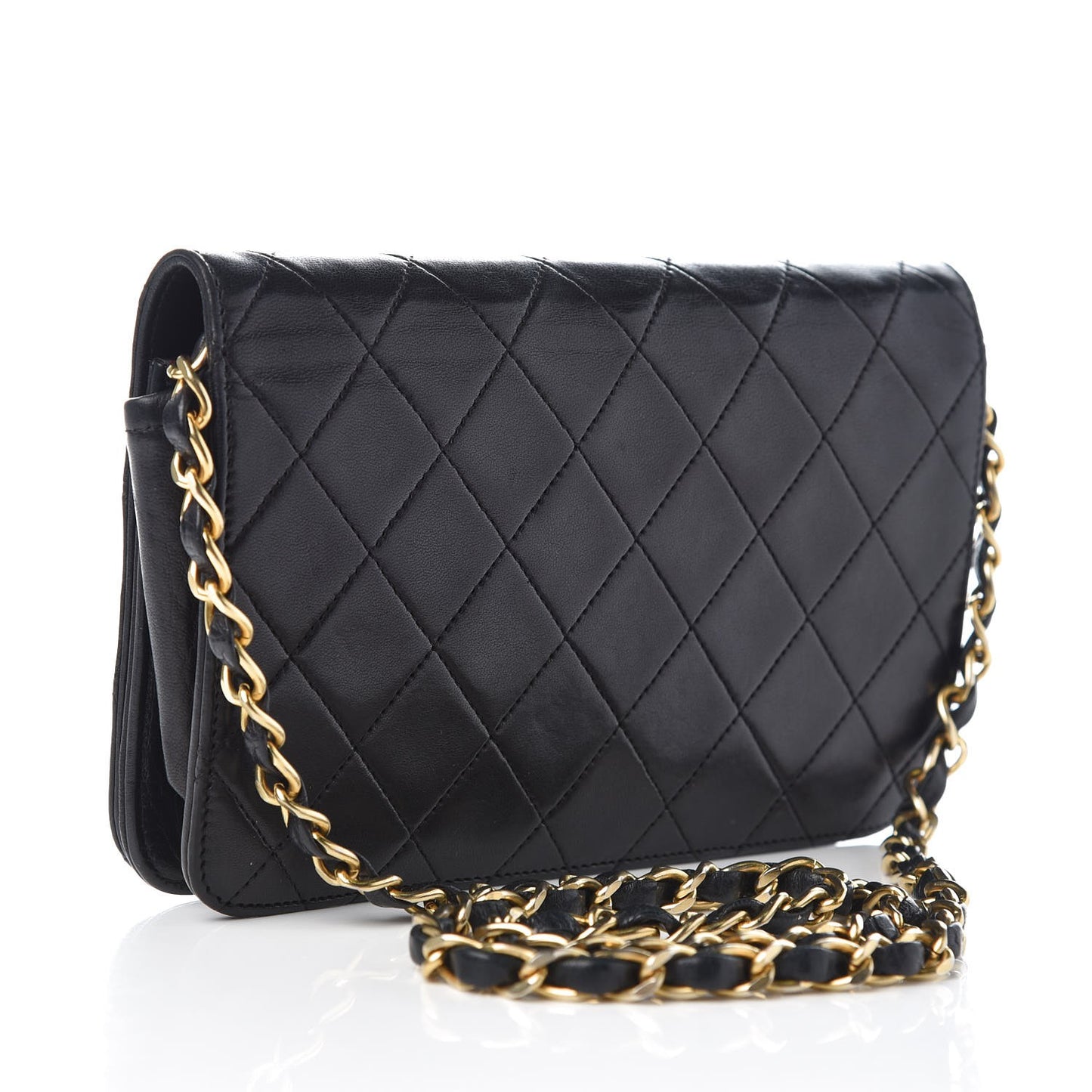 Lambskin Quilted Small Single Flap Bag Black