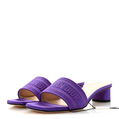 Christian Dior Satin Embroidered Dway 35mm Slide Sandals 39.5 Purple 4 of 10