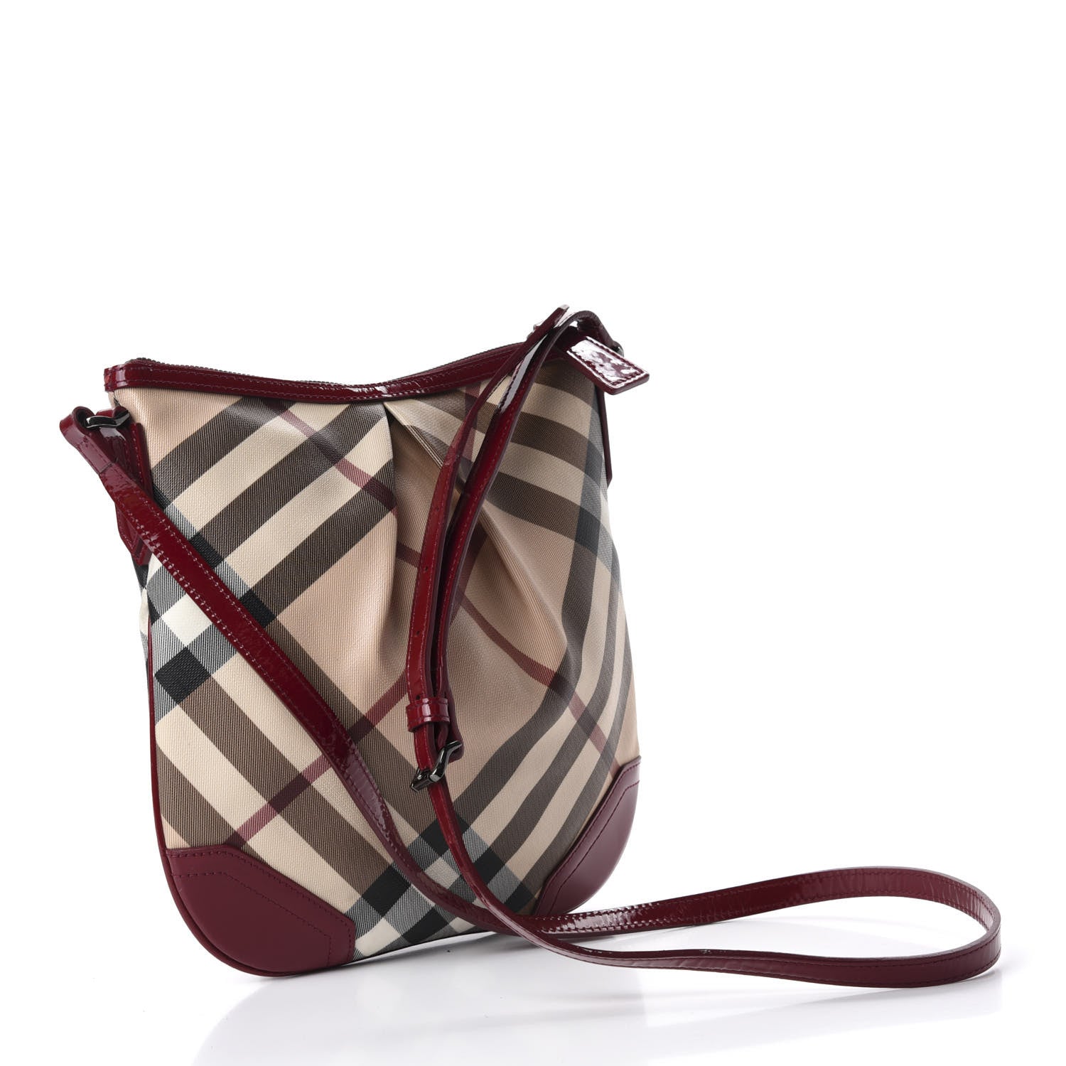 Burberry Patent Nova Check Julia Crossbody Bag Dark Red 3 of 13