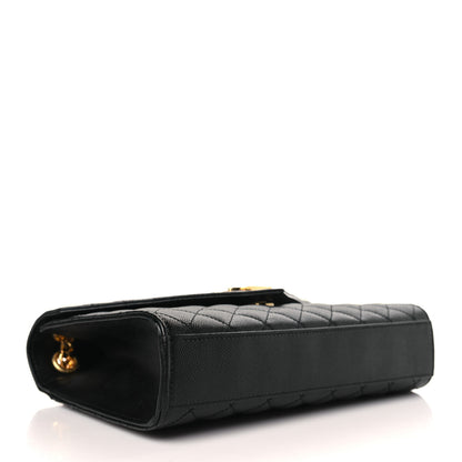 Saint Laurent Grain De Poudre Textured Mixed Matelasse Triquilt Medium Monogram Satchel Black 4 of 9