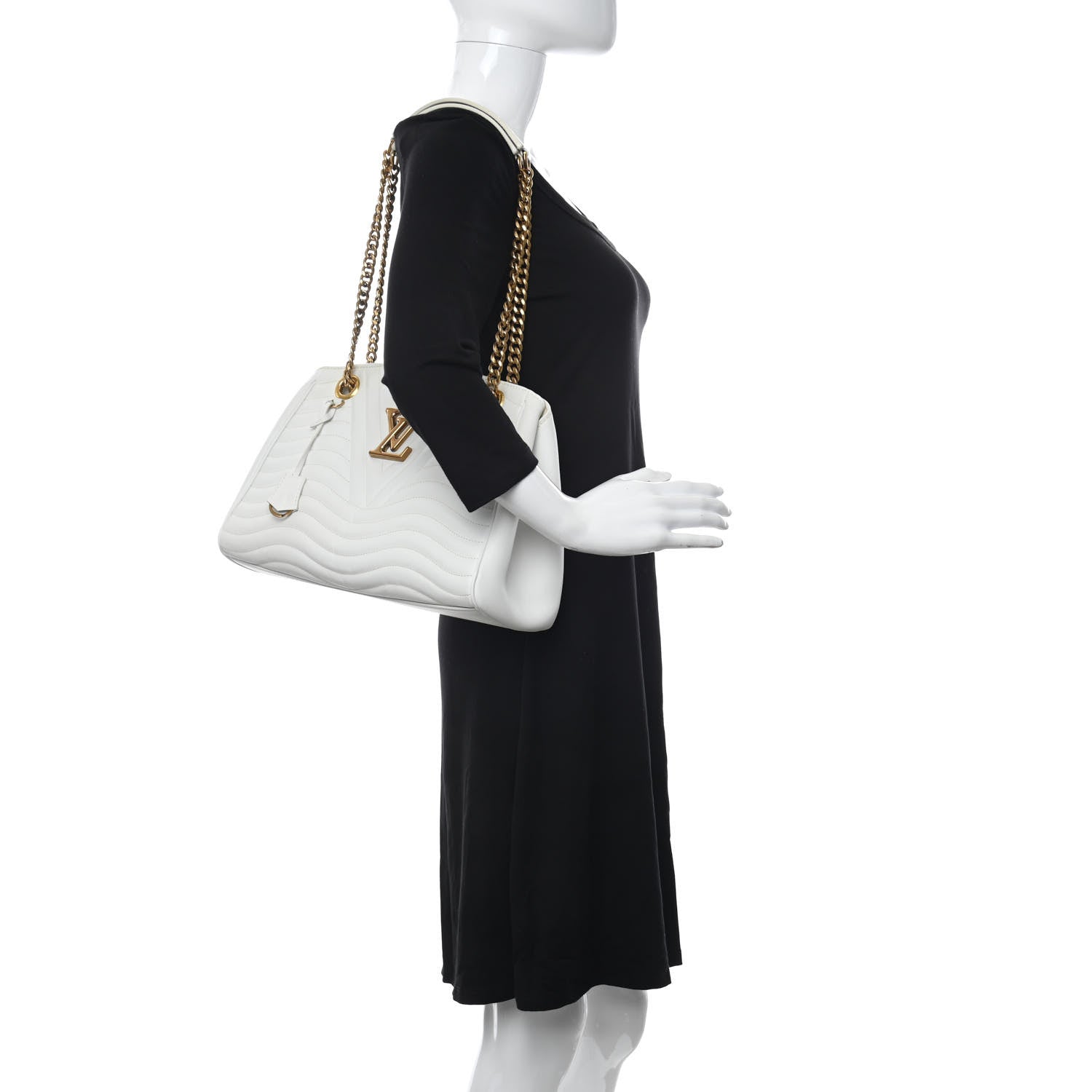 Louis Vuitton Calfskin New Wave Chain Tote Snow 3 of 16