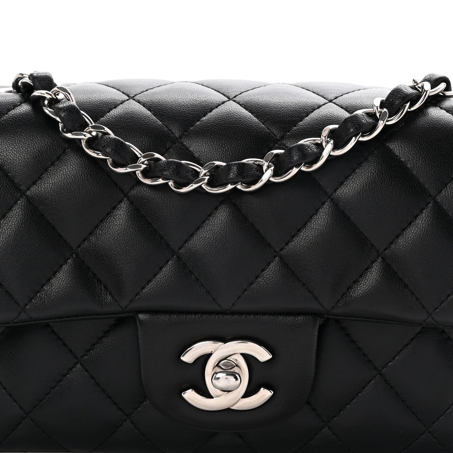 Chanel Lambskin Quilted Mini Rectangular Flap Black 8 of 10