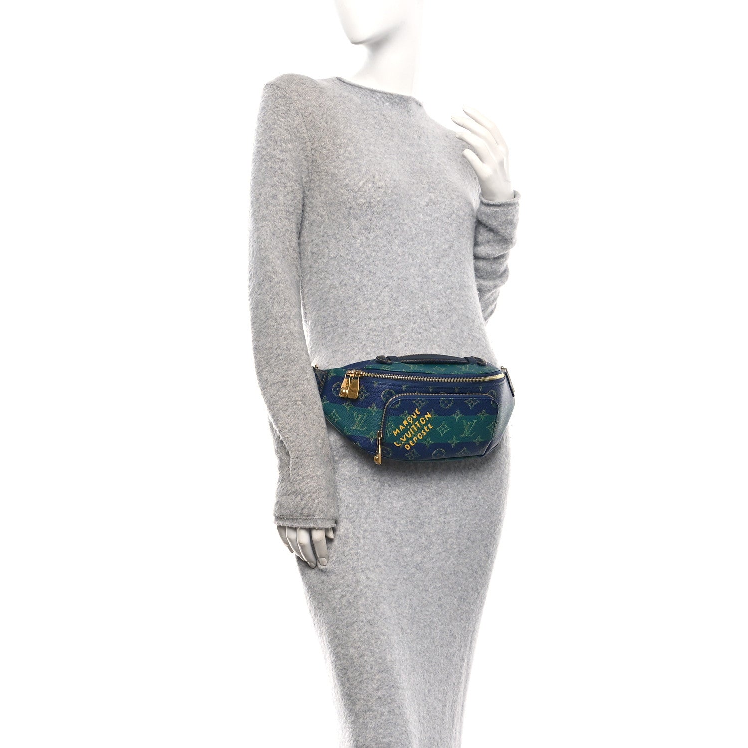 Louis Vuitton Monogram Heritage Rush Bumbag Blue Stripes 2 of 10