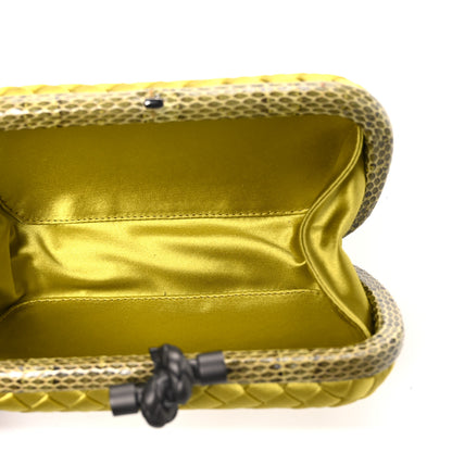 Bottega Veneta Satin Intreccio Impero Ayers Knot Clutch Chartreuse 5 of 7