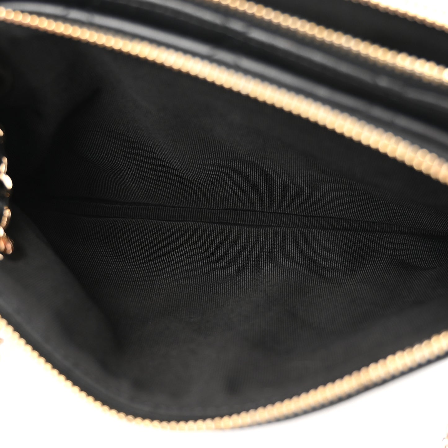 Shiny Lambskin Quilted Medium Double Case With Strap Black