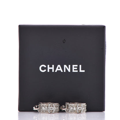 Chanel Crystal CC Hoop Clip On Earrings Silver 5 of 5