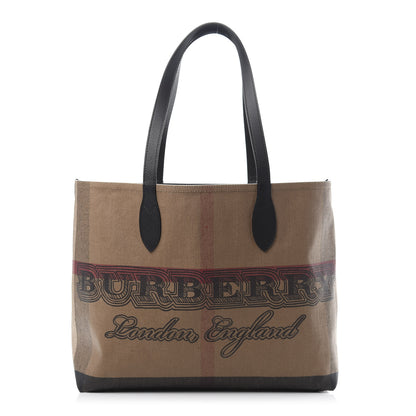 Burberry Coated Canvas Mega Check Medium Doodle Tote Black 1 of 12