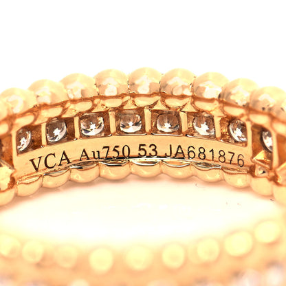Van Cleef & Arpels 18K Yellow Gold Diamond Perlee 1 Row Ring 53 6.5 4 of 5