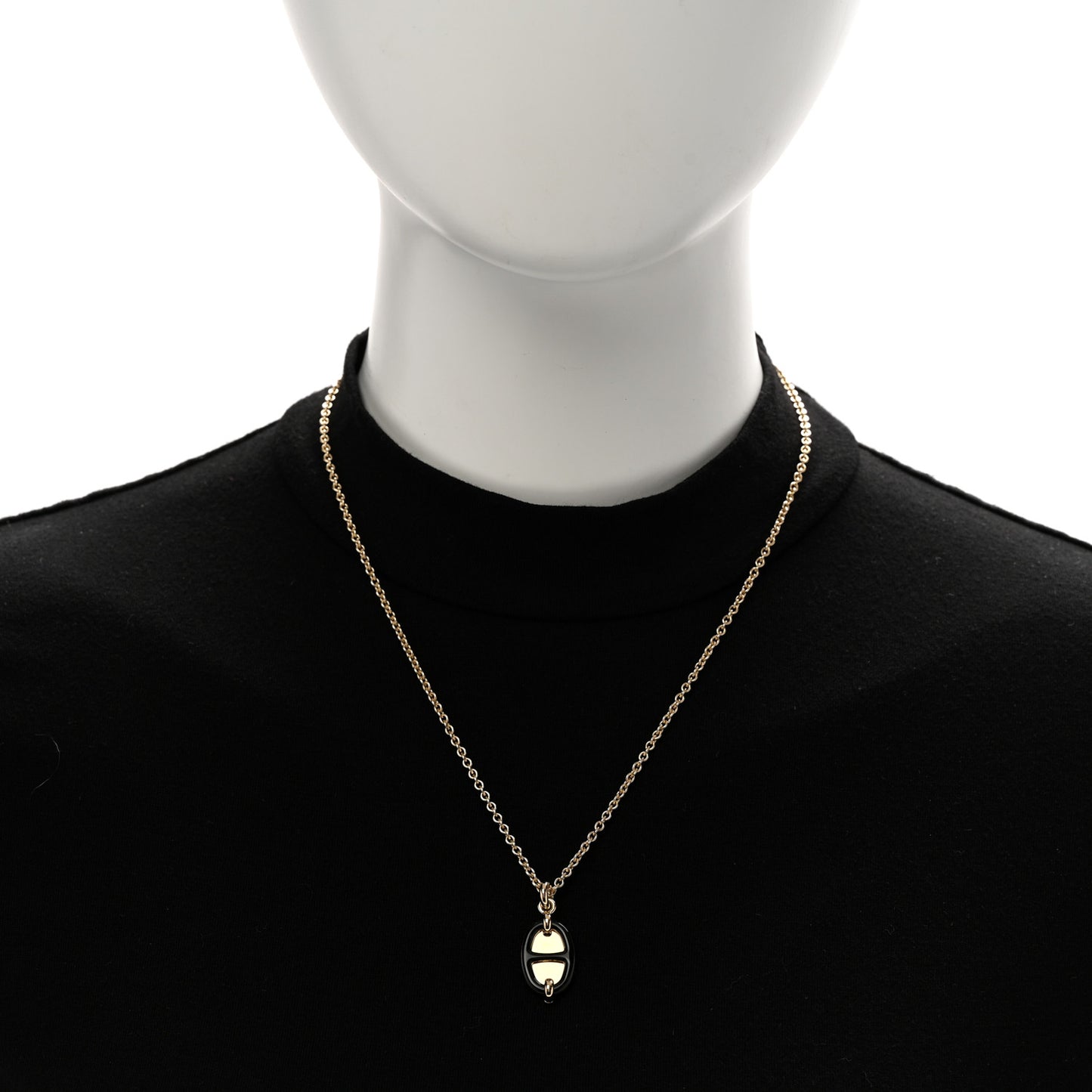 Metal Enamel Mini Maillon Pendant Necklace Black