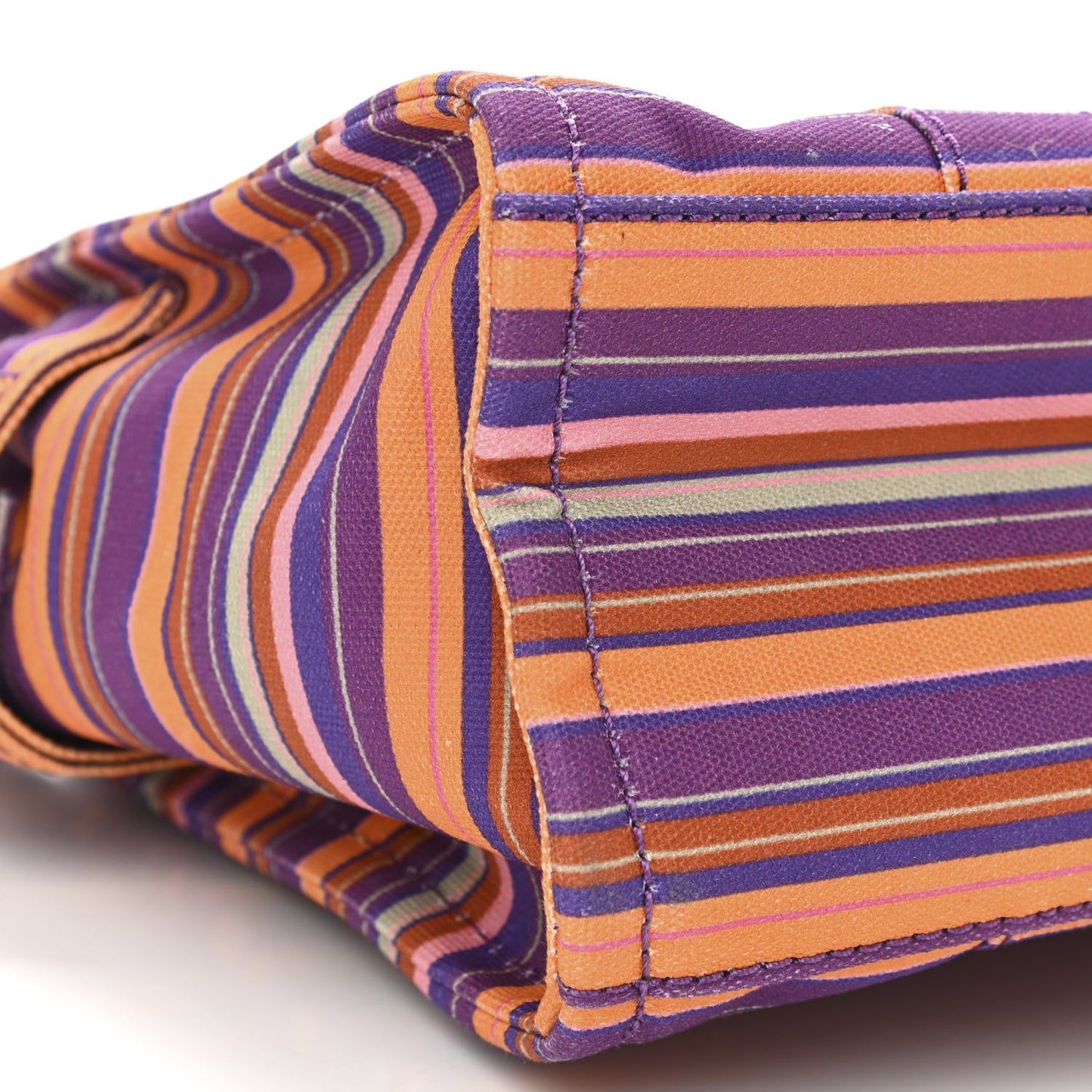 Cotton Canvas Striped Medium The Traveler Tote Bag Purple