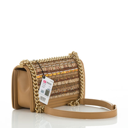 Chanel Iridescent Tweed Lambskin Medium Boy Flap Dark Beige 3 of 8