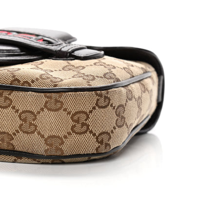 Gucci Monogram Pebbled Calfskin Web Small Dressage Shoulder Bag Dark Brown 11 of 15