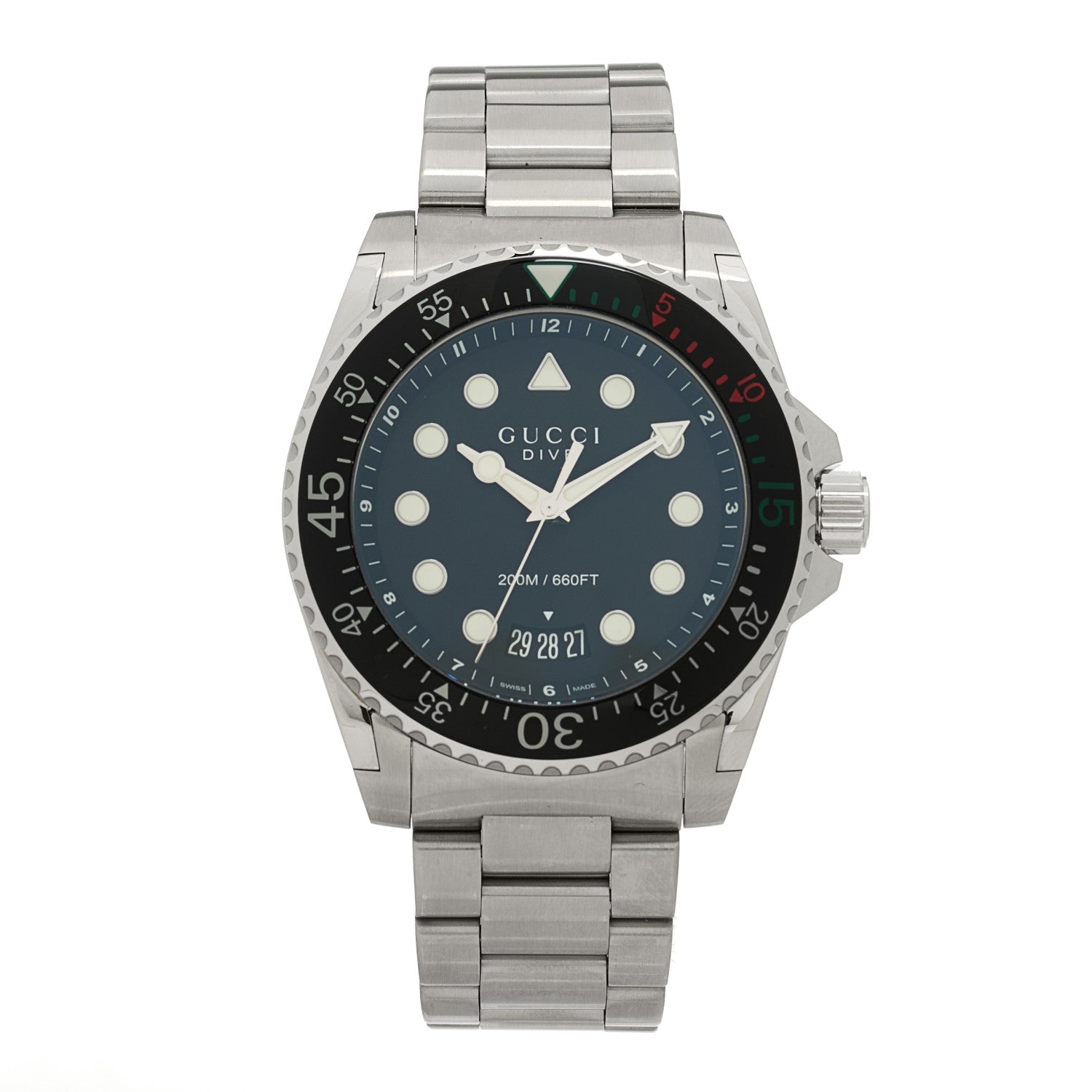 Gucci Stainless Steel 45mm Dive Quartz Watch Black 1 of 4