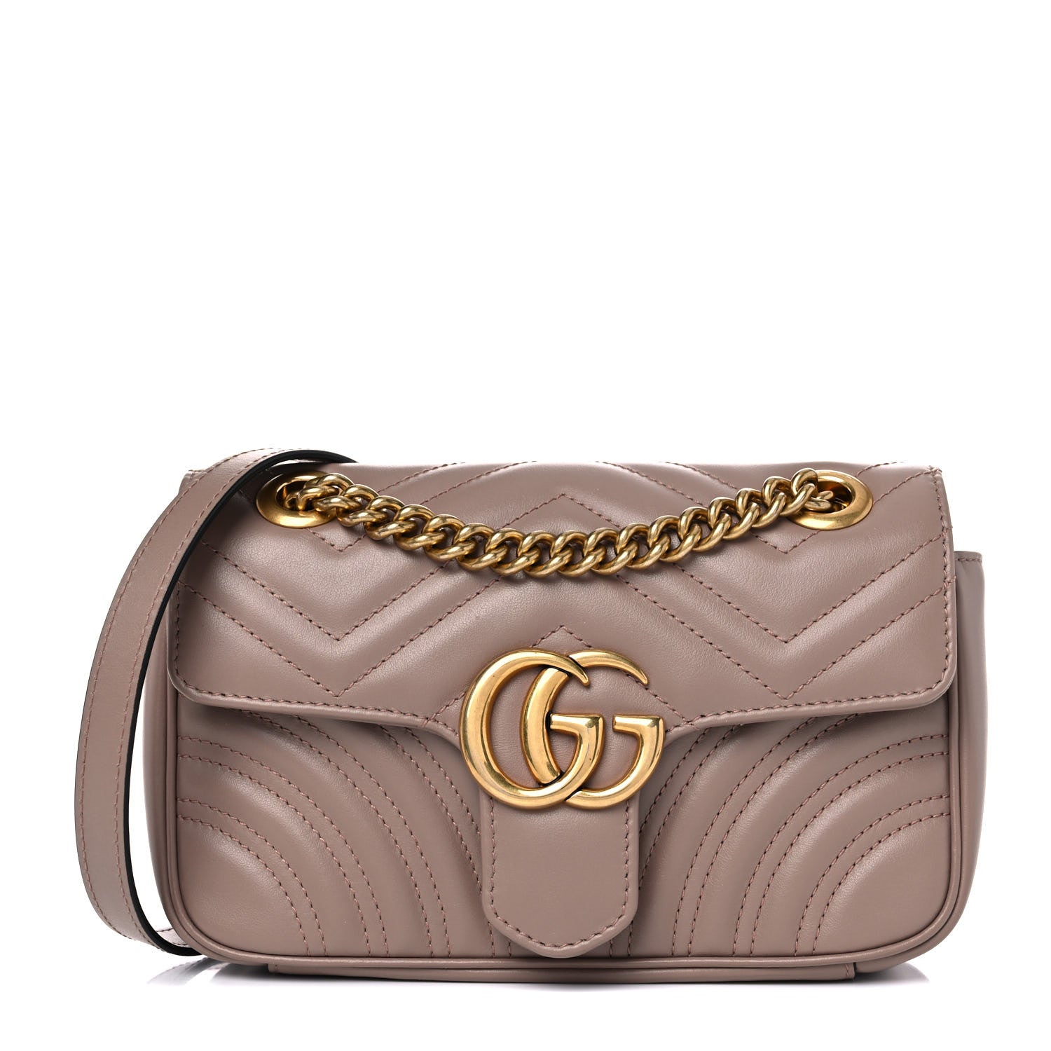 Gucci Calfskin Matelasse Mini GG Marmont Shoulder Bag Porcelain Rose 1 of 10