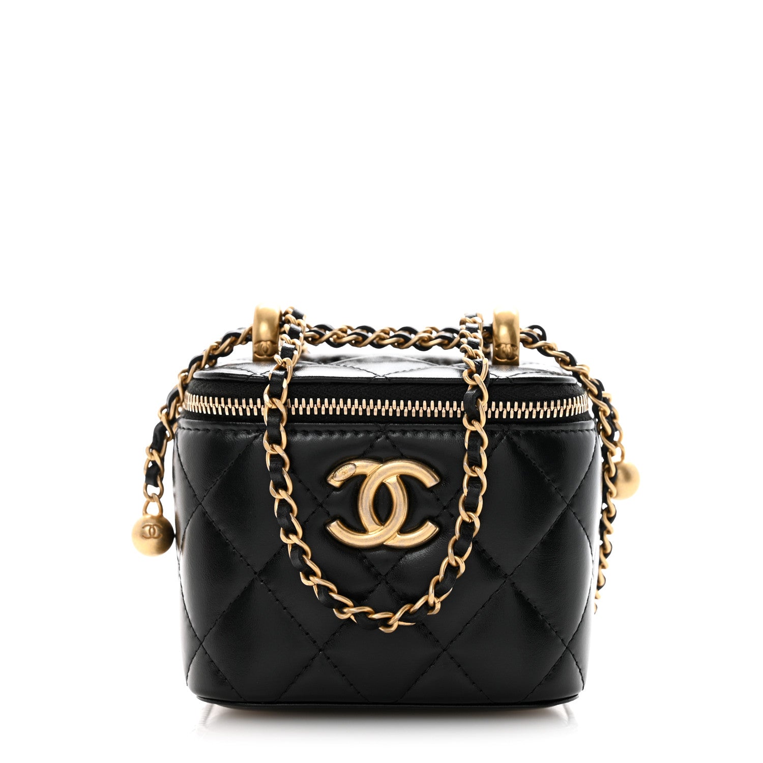 Chanel Calfskin Quilted Mini Perfect Fit Vanity Case With Chain Black 1 of 11