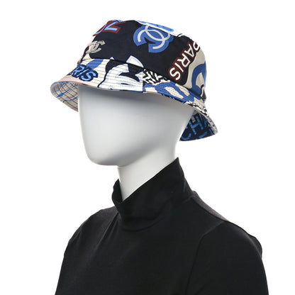 Chanel Cotton Sequin CC Cloche Bucket Hat L Navy Blue Black Beige 2 of 10