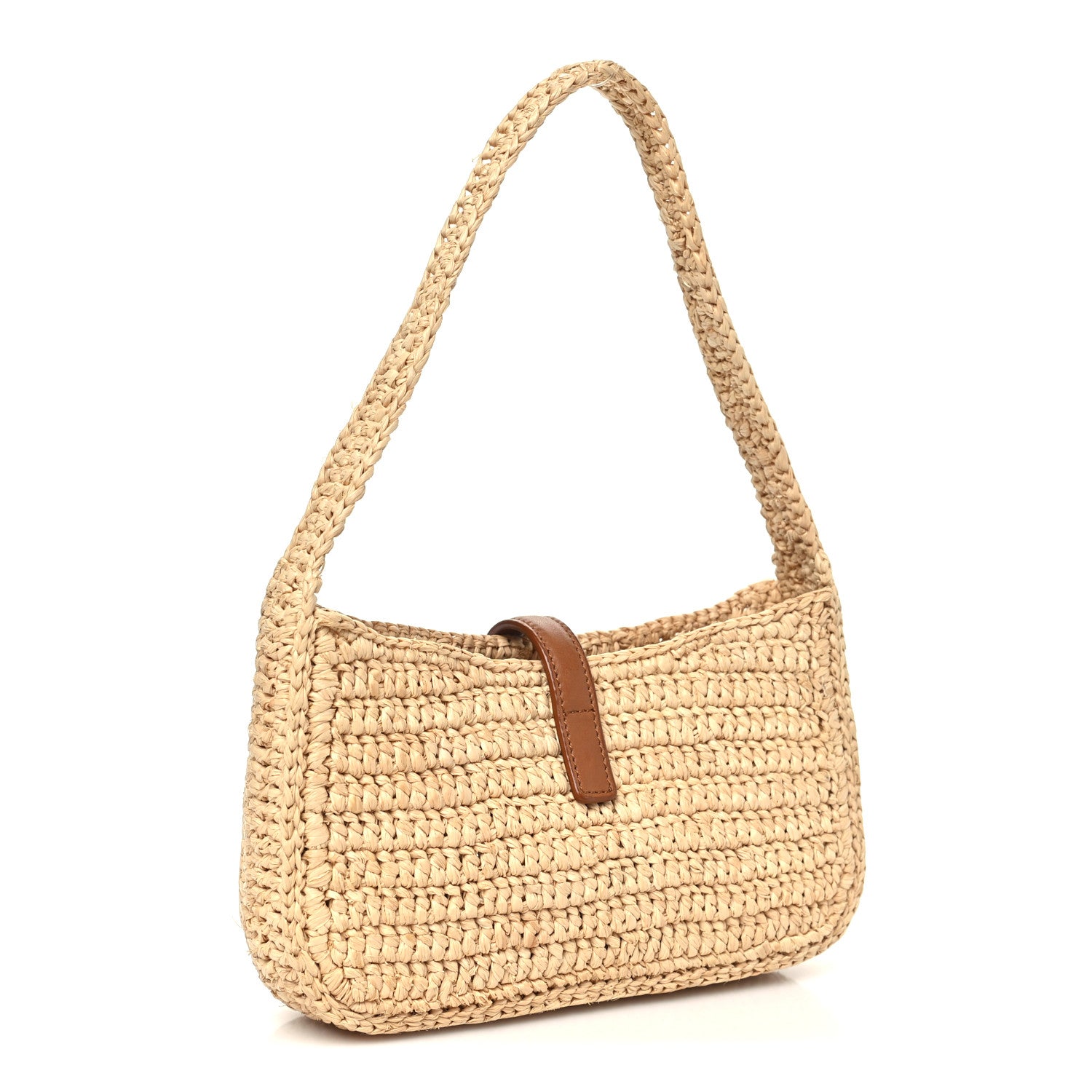 Saint Laurent Raffia Calfskin Le 5 A 7 Mini Hobo Natural Brick 3 of 10