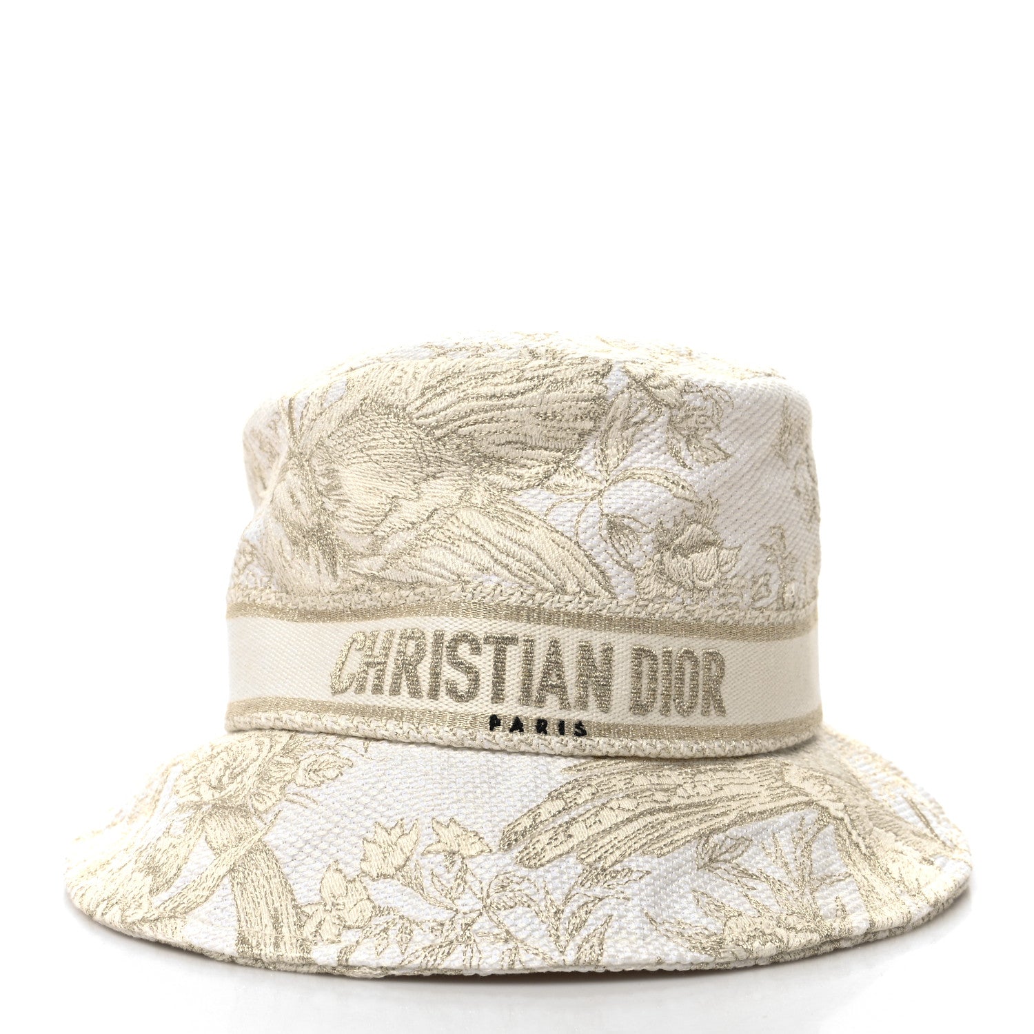 Christian Dior Cotton D-Bobby Small Brim Bucket Hat 57 White Gold 1 of 9