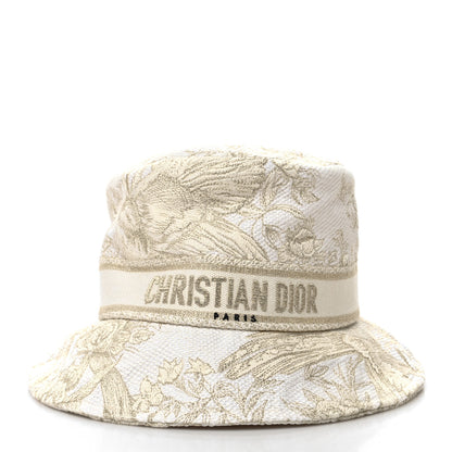 Christian Dior Cotton D-Bobby Small Brim Bucket Hat 57 White Gold 1 of 9