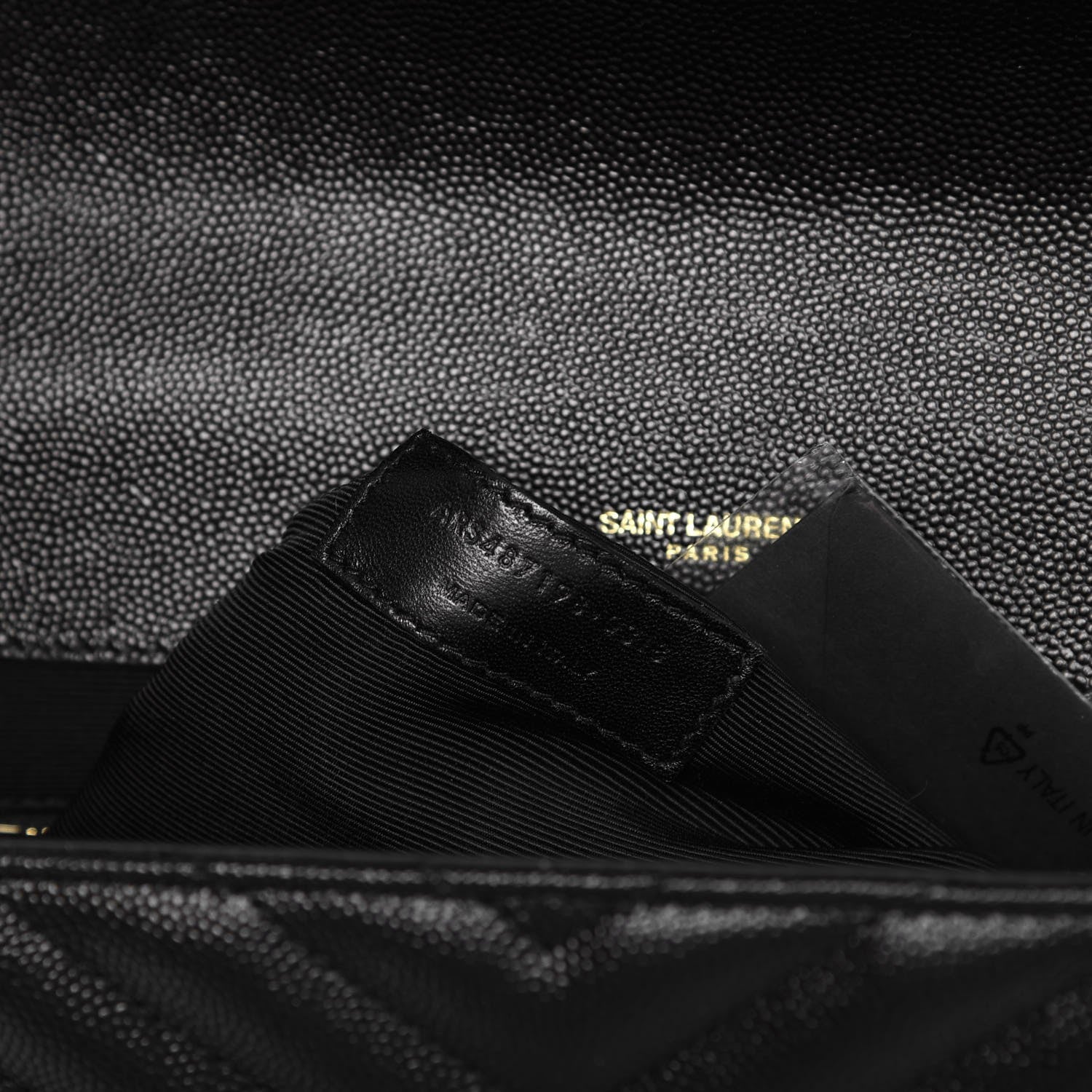 Saint Laurent Grain De Poudre Matelasse Chevron Large Monogram Satchel Black 7 of 9