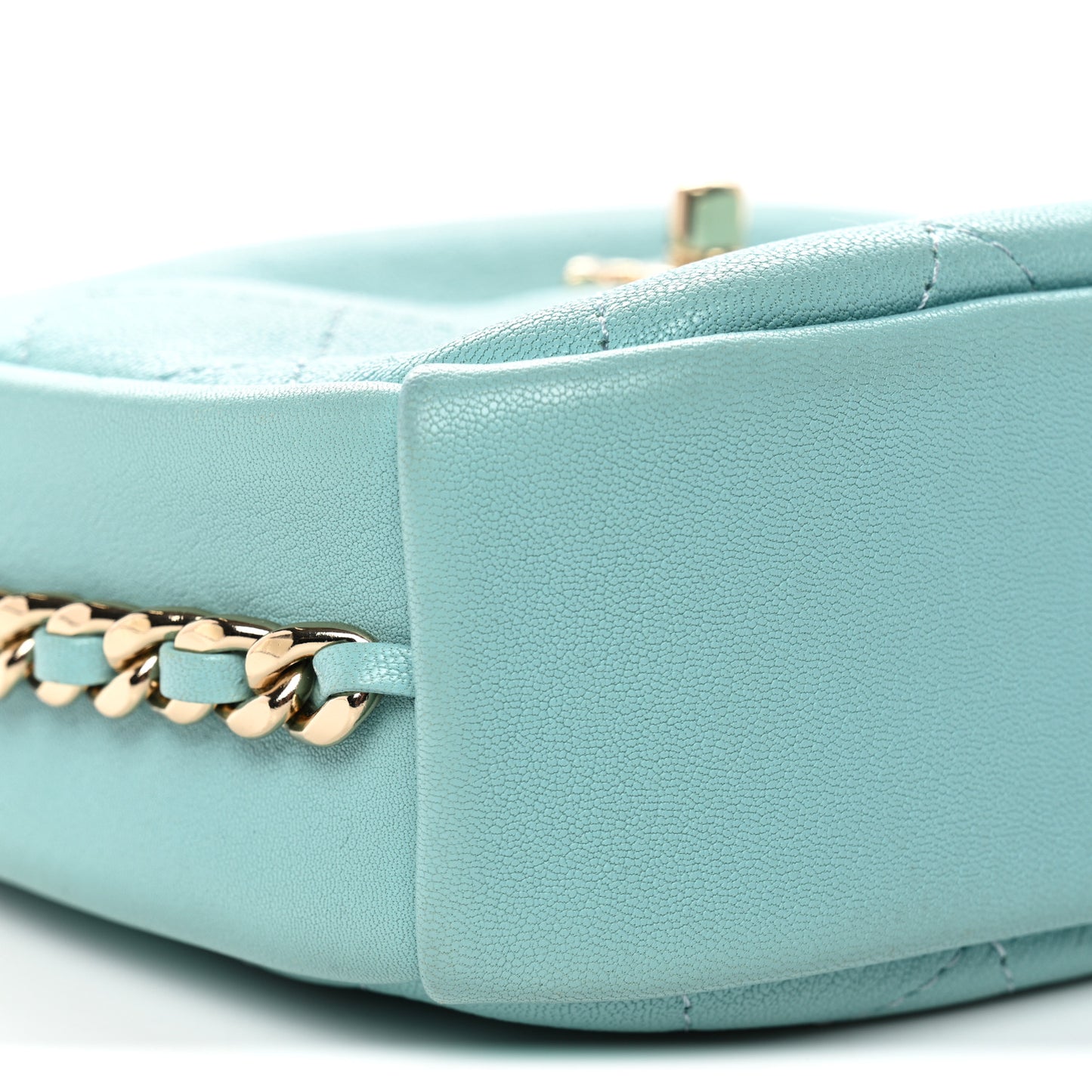 Goatskin Quilted Small Casual Trip Camera Case Light Blue