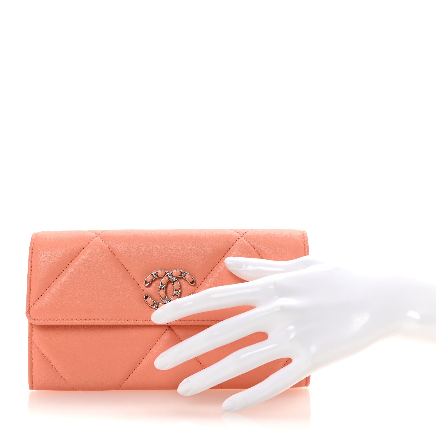 Chanel Lambskin Quilted Chanel 19 Flap Wallet Light Orange 2 of 8