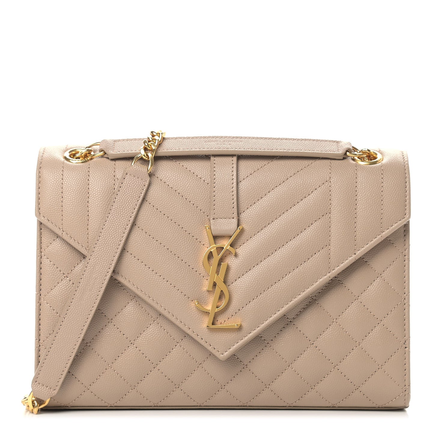 Grain De Poudre Textured Mixed Matelasse Medium Triquilt Monogram Satchel Dark Beige