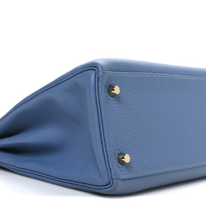 Hermes Togo Kelly Retourne 32 Azur 9 of 11