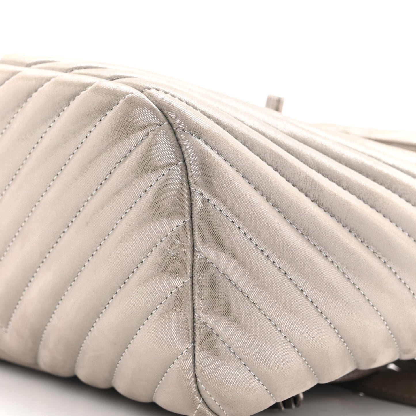 Iridescent Calfskin Chevron Quilted Small Urban Spirit Backpack Silver