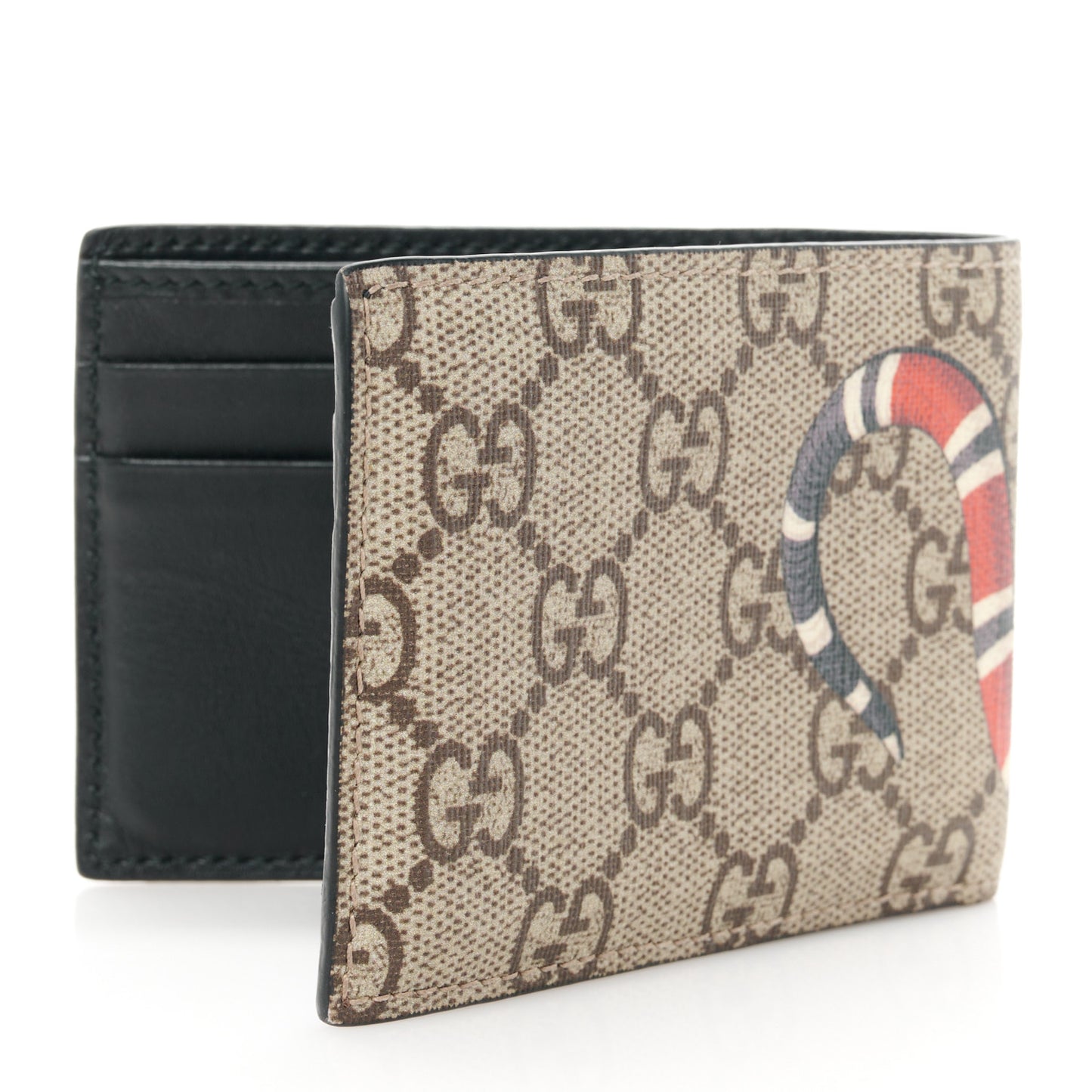 GG Supreme Monogram Kingsnake Bi-Fold Wallet Beige