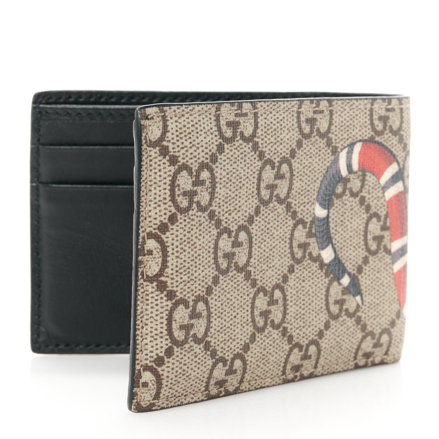 Gucci GG Supreme Monogram Kingsnake Bi-Fold Wallet Beige 3 of 9