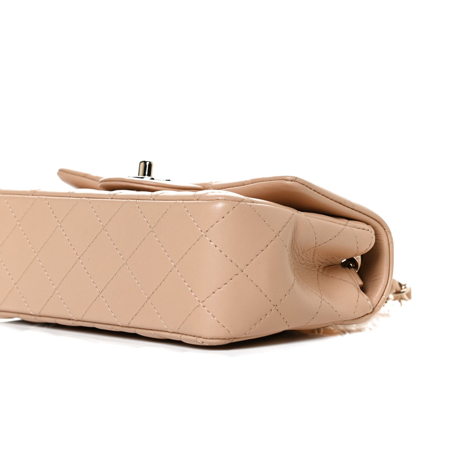 Lambskin Quilted Mini Rectangular Flap Beige