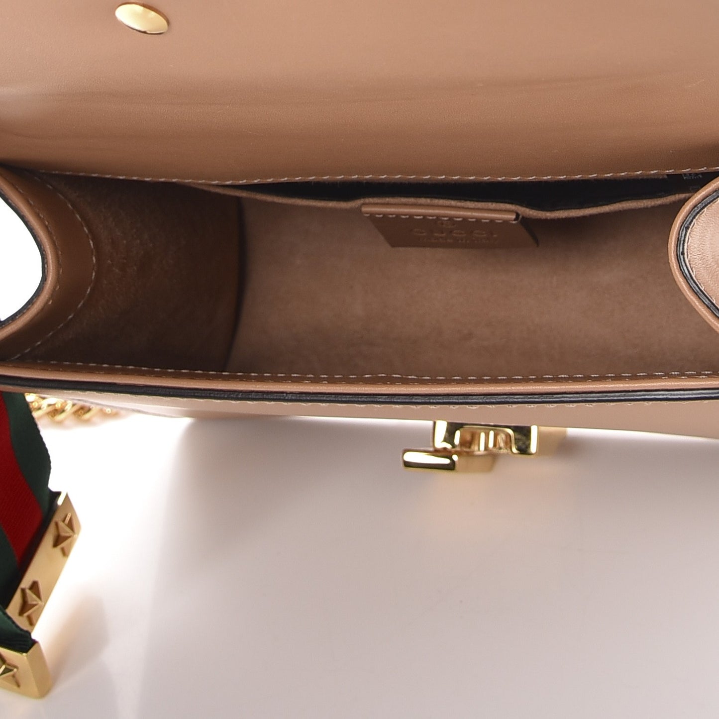 Vitello Fontanella Web Mini Sylvie Chain Shoulder Bag Camel
