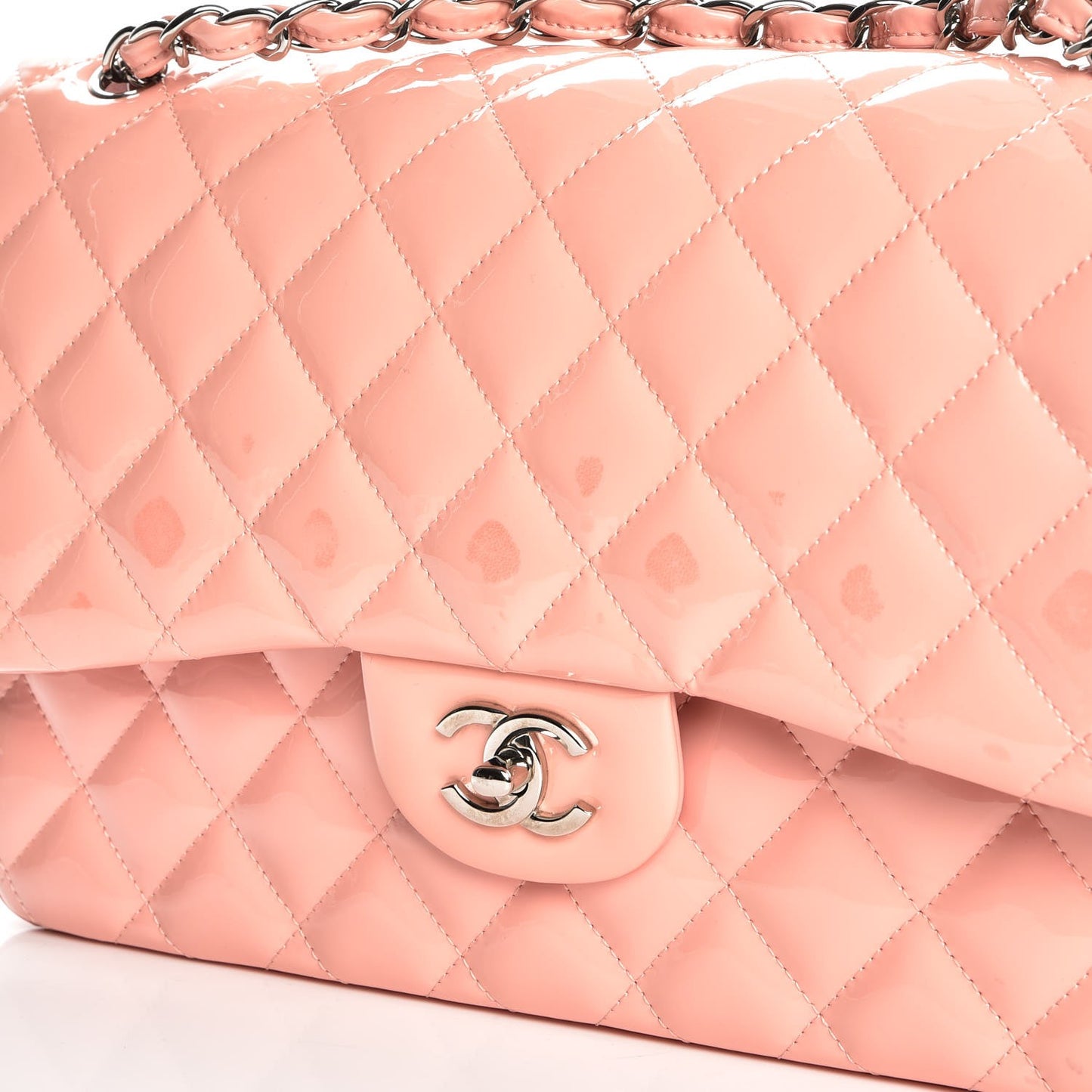 Patent Quilted Jumbo Double Flap Pink