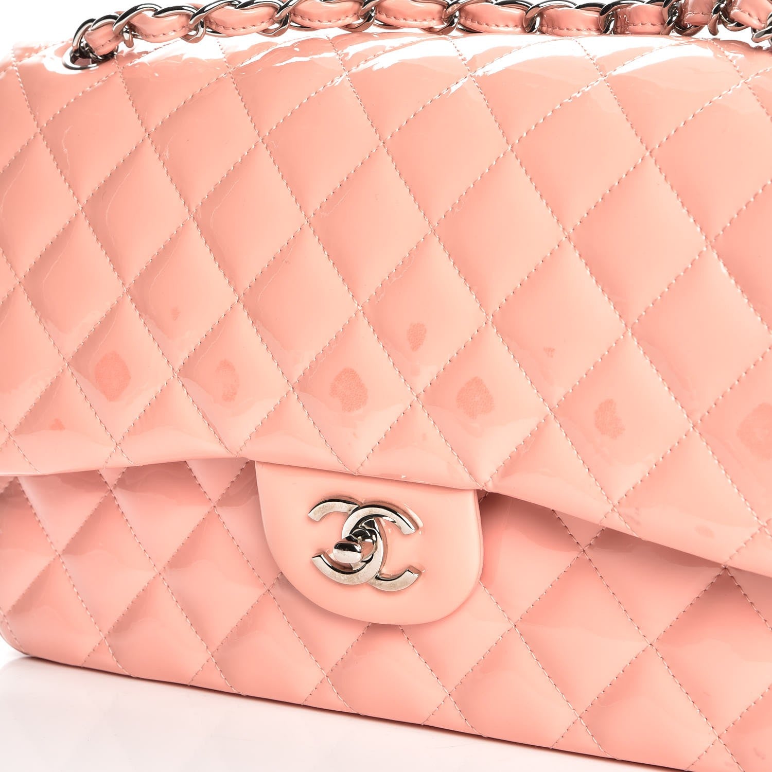 Chanel Patent Quilted Jumbo Double Flap Pink 8 of 10