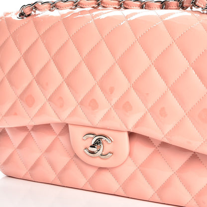Chanel Patent Quilted Jumbo Double Flap Pink 8 of 10