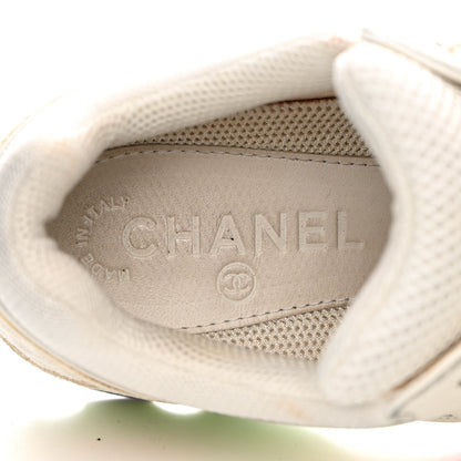 Chanel Suede Calfskin CC Sneakers 37 White Pink Green 7 of 15