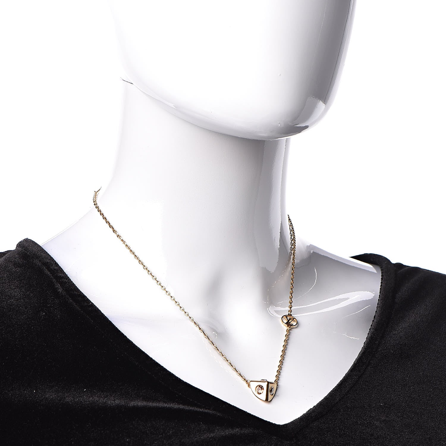 Louis Vuitton Crystal Trunkies Pendant Necklace Gold 2 of 7