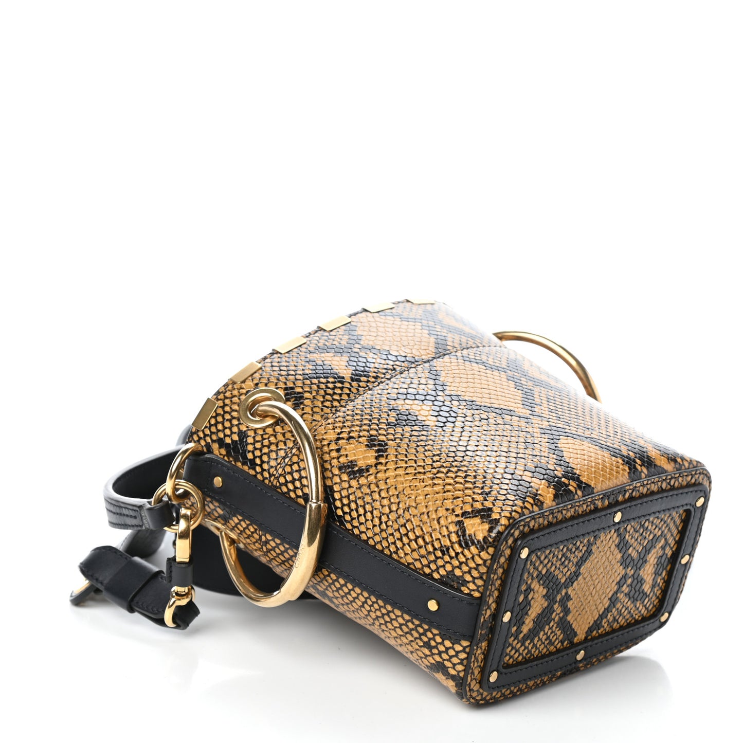 Python Embossed Calfskin Mini Roy Bucket Bag September Sun