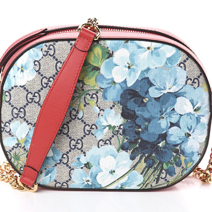 Gucci GG Supreme Monogram Blooms Mini Chain Shoulder Bag Beige Blue Navy Hibiscus Red 6 of 8