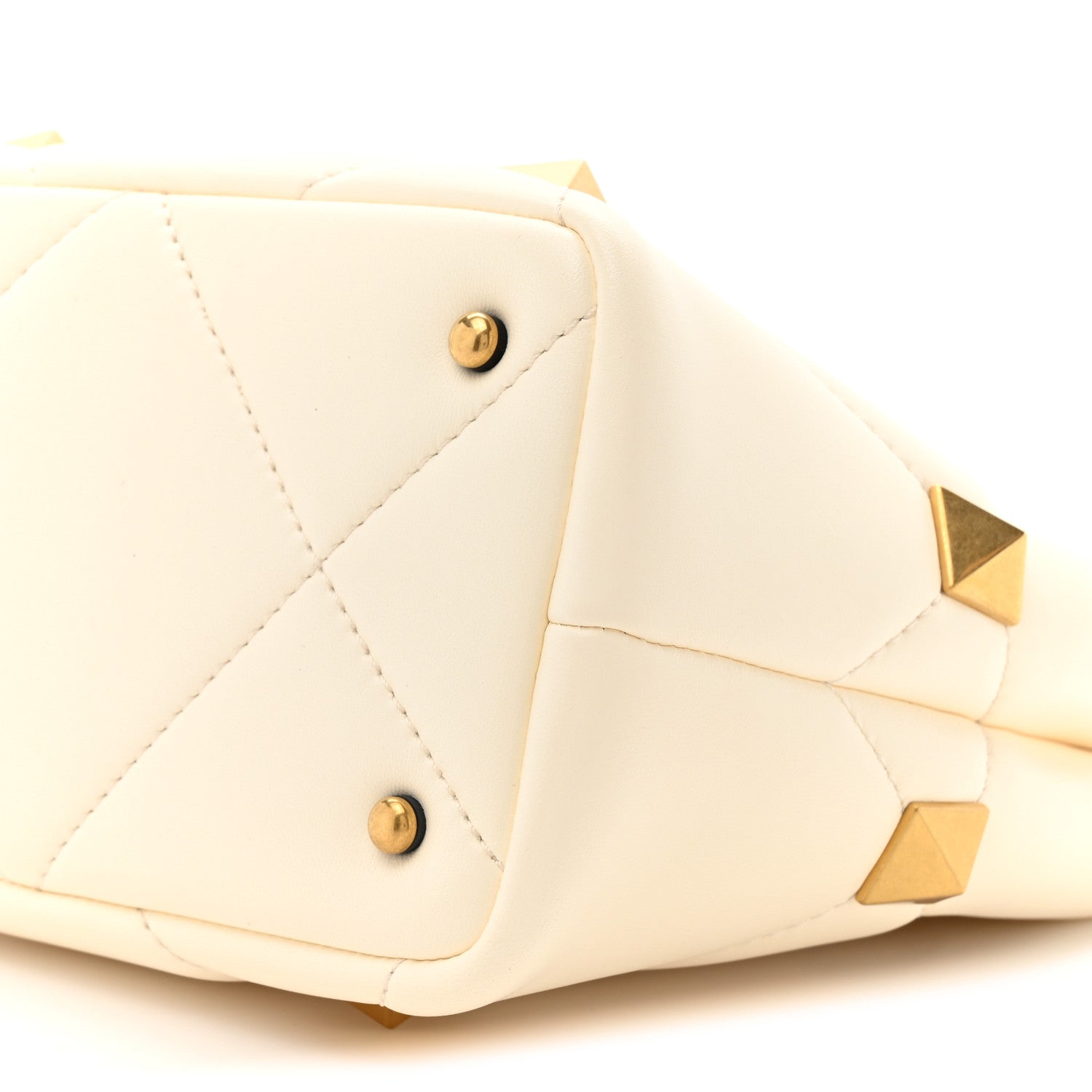 Valentino Garavani Nappa Small Roman Stud The Handle Bag Ivory 9 of 10