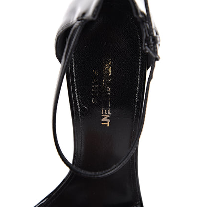 Saint Laurent Patent Calfskin Opyum Sandals 37.5 Black 5 of 9