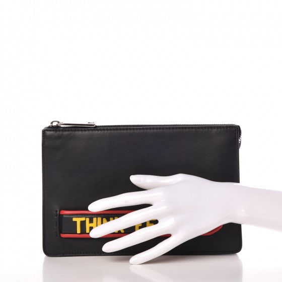 Fendi Calfskin Think Vocabulary Pouch Black 2 of 6