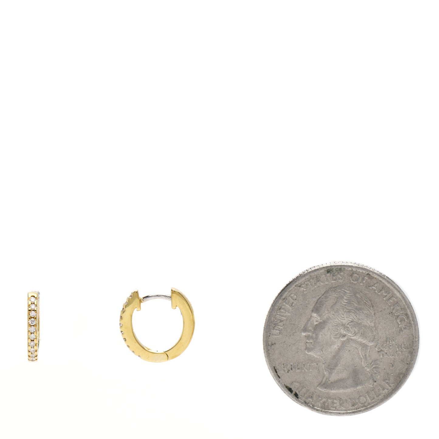 18K Yellow Gold Diamond Small Baby Hoop Earrings