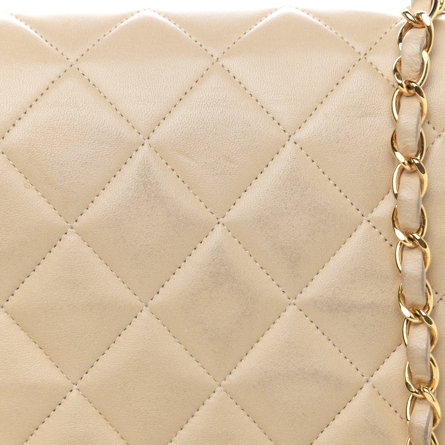 Lambskin Quilted Medium Single Flap Beige