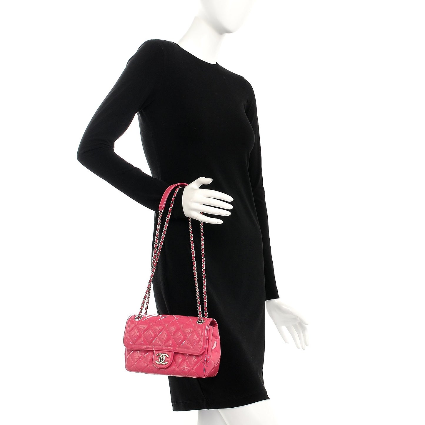 Patent Quilted Small Coco Shine Flap Pink