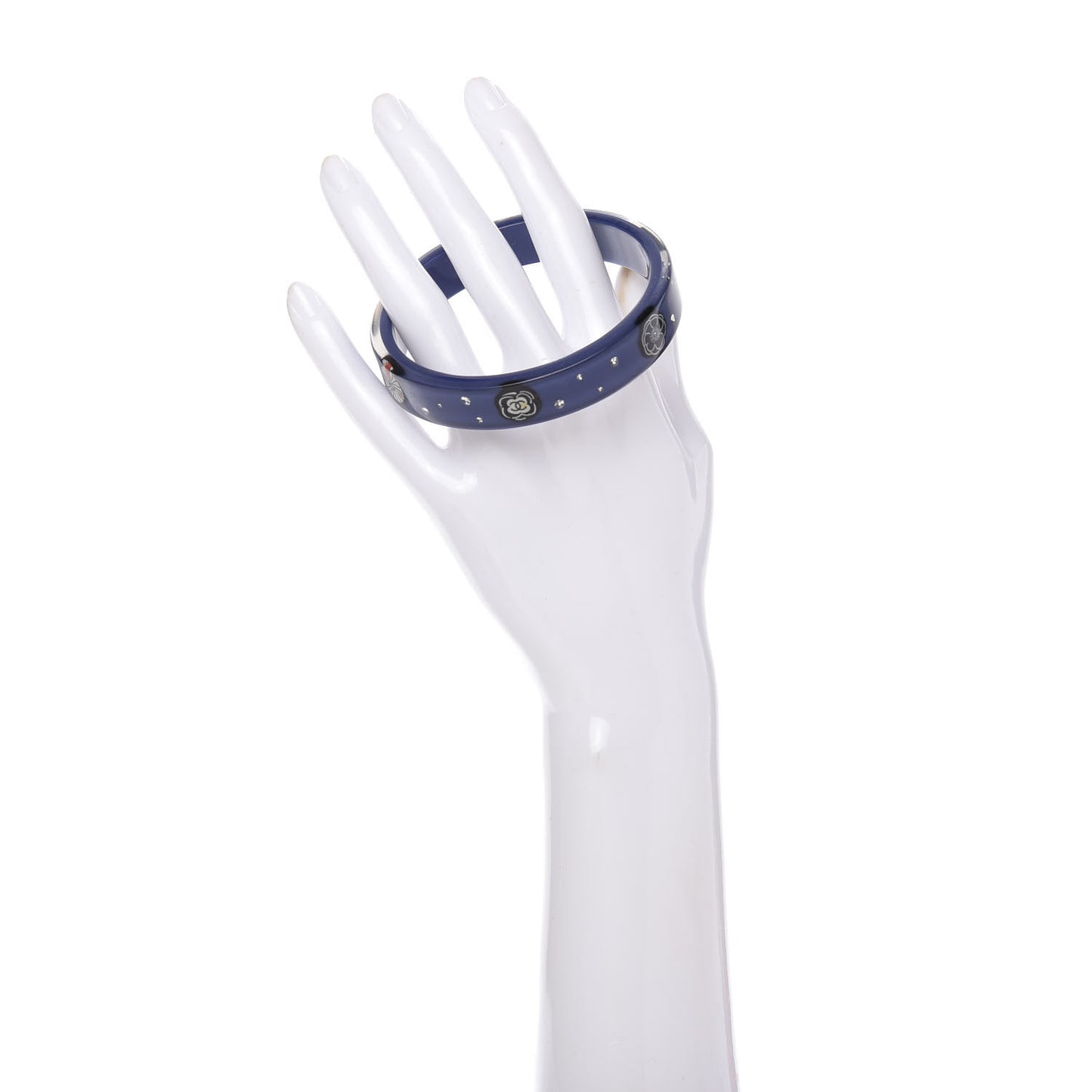 Resin Crystal CC Camellia Bangle Bracelet Blue